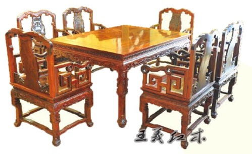 王义红木缅甸花梨餐桌,优雅大红酸枝餐桌性能可靠