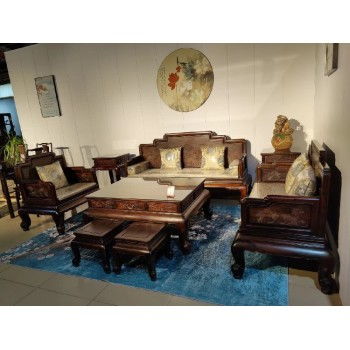 王义红木交趾黄檀沙发,定做红木家具制作精良