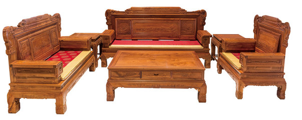 凤凰红木缅甸花梨兰亭序红木沙发