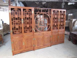 红木书房家具 花梨木书柜三组合，典雅家居新选择